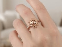 bague anti stress rotative soleil rayonnant or