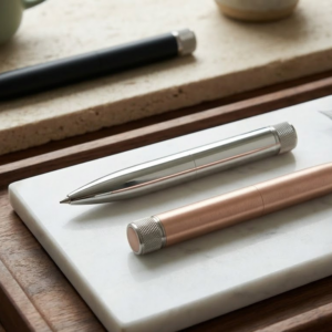 stylo anti anxiété mécanisme rotatif titane brossé