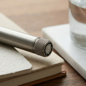 stylo anti anxiété mécanisme rotatif titane brossé